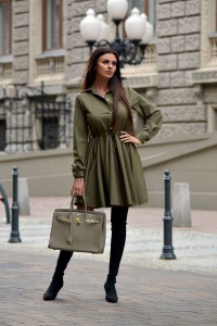 SUKIENKA CLASSIC SHIRT DREES KHAKI