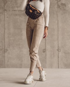 SPODNIE HIGH BEŻOWY