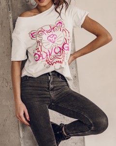 T-SHIRT TIGER O LA VOGA BIAŁY
