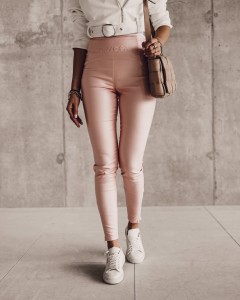 SPODNIE LEATHER SPRING PUDROWY RÓŻ