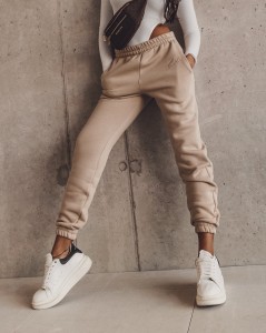 SPODNIE SPORTY LOOK BEŻOWY