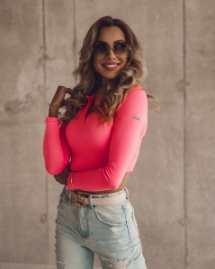 BLUZKA SHORT BLOUSE NEON RÓŻ