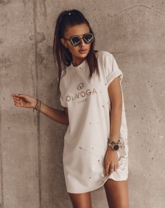 T-SHIRT SATIN BIAŁO ZŁOTY