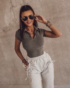 BLUZKA TOP POLO SZARY