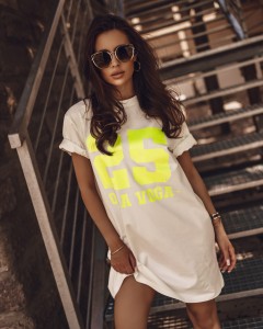 T-SHIRT 25 BIAŁY NEON LIMONKA