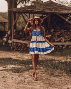 SUKIENKA DYED STRIPES NIEBIESKI