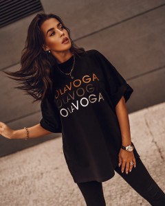 T-SHIRT GOLD SILVER CZARNY