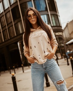 BLUZA BURNED WOMEN BEŻOWY