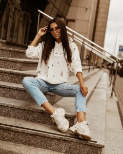 BLUZA BURNED WOMEN ECRU