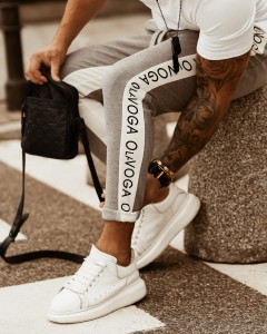 SPODNIE MAN STRIPE SZARY