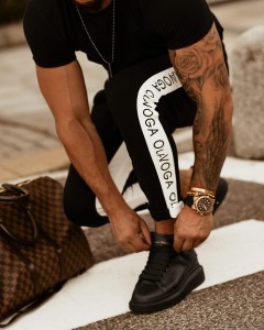 SPODNIE MAN STRIPE CZARNY