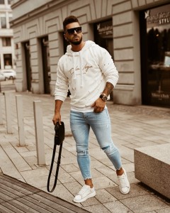 BLUZA MĘSKA BURNED MAN ECRU