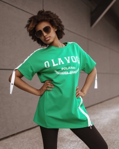 T-SHIRT GOLD ZIPPER ZIELONY