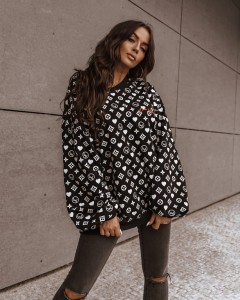 BLUZA FANCY PRINT CZARNY