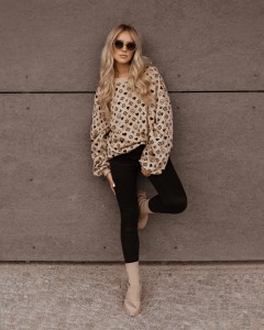 BLUZA FANCY PRINT BEŻ