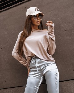 BLUZKA COLD SHOULDER BEŻ
