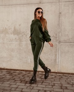 KOMPLET SILVER GOLD STRIPE BUTELKOWA ZIELEŃ