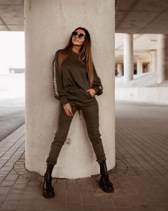 KOMPLET SILVER GOLD STRIPE KHAKI