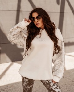 BLUZA WILD SNAKE ECRU SREBRNY