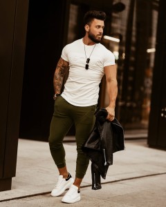 T-SHIRT MĘSKI GREAT MAN BIAŁY