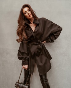 KOSZULA Z PASKIEM OVERSIZE SHIRT CZARNY