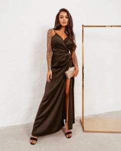 SUKIENKA LONG SATIN CZARNY