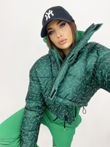 KURTKA O LA VOGA PRINT BUTELKOWA ZIELEŃ