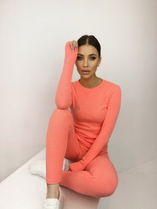 KOMPLET DAMSKI SET LINE NEON POMARAŃCZ