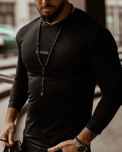 BLUZKA MĘSKA LONGSLEEVE SIMPLE LOOK CZARNY