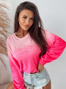 BLUZA GRADIENT PUDROWY RÓŻ NEON RÓŻ