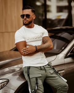 T-SHIRT MĘSKI GOLD OLAVOGA MAN ECRU