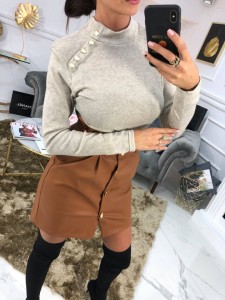 SWETER BALMAIN BEŻOWY