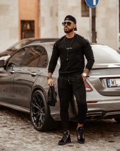 KOMPLET MĘSKI BOSS CZARNY