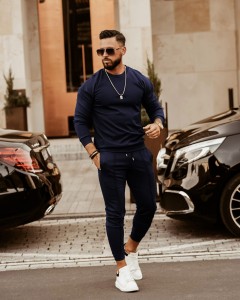 KOMPLET MĘSKI BOSS GRANATOWY