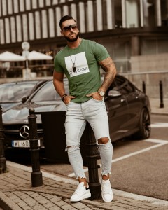 T-SHIRT MĘSKI BIG SQUARE MAN KHAKI