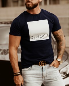 T-SHIRT MĘSKI BIG SQUARE MAN GRANATOWY