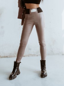 LEGGINSY HIGH WAIST CIEMNY  BEŻ