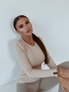 BLUZKA BASIC RIB BEŻOWY