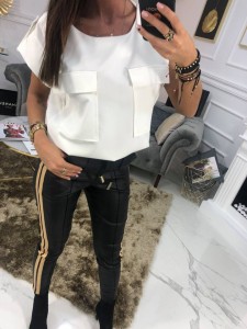 BLUZKA BALMAIN POCKET KREMOWA