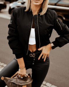 KURTKA BOMBERKA DAMSKA OLV JACKET CZARNY