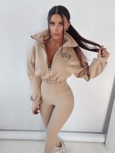 BLUZA BIG ZIPPER BEŻOWY