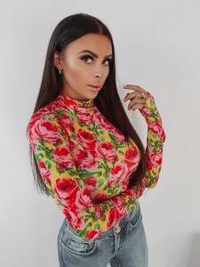 BODY ROSES WZÓR NA ŻÓŁTYM TLE