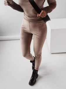 LEGGINSY DEEP VELVET CIEMNY BEŻ