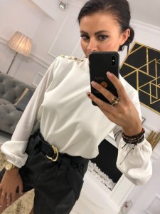 BODY KOSZULOWE GOLD BUTTON BIAŁE