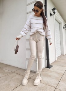 SPODNIE ŁAŃCUCH ZŁOTY BEŻ