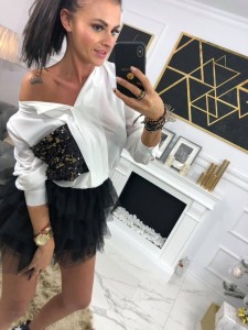 KOSZULA GOLD CEKIN BIAŁA