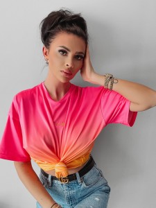 T-SHIRT LIYO NEON RÓŻ NEON POMARAŃCZ