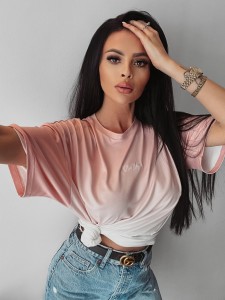 T-SHIRT LIYO PUDROWY RÓŻ ECRU