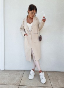 PŁASZCZ SWETERKOWY MANGO BEŻOWY