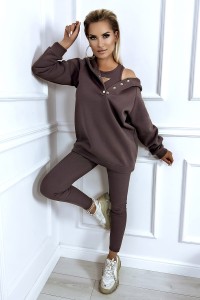 KOMPLET DRESOWY 3 CZĘŚCIOWY CARLA CZEKOLADOWY